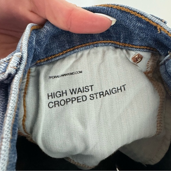 7 for all Mankind High Waist Cropped Straight Denim Jeans Relaxed Fit Causal - Picture 5 of 6